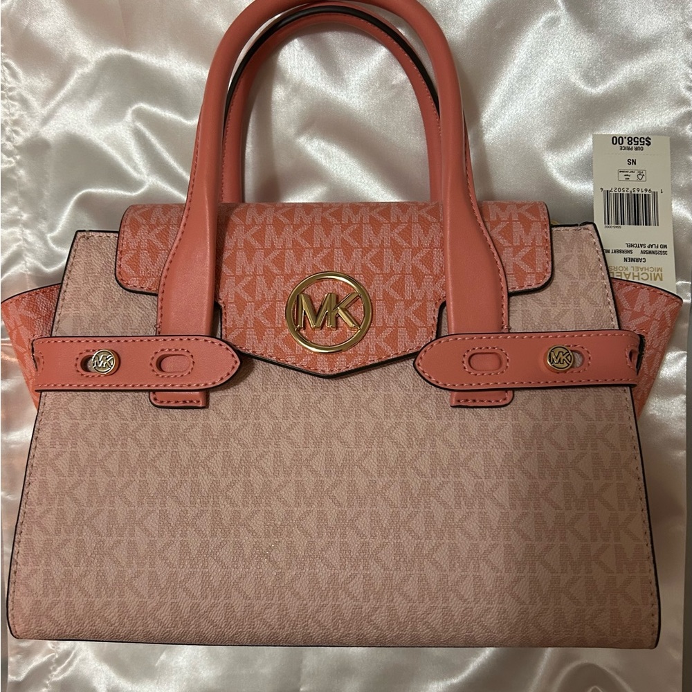 Michael Kors Carmen Signature Sherbet Belted Satchel